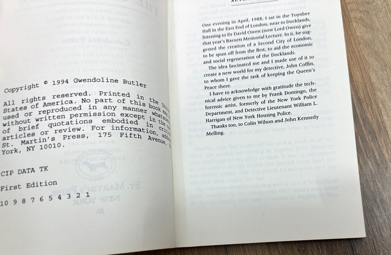 The Coffin Tree by Gwendoline Butler Advanced Uncorrected Proof Paperback