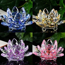 1pc 3.9" Crystal Lotus Flower Glass Lotus Flowers Sparkle Crystal Decor Figurine