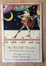 PROGRAMME THÉÂTRE KLAW 1927 ; VINTAGE BROADWAY, NEW YORK, 45E ST ; ANNONCES ART DÉCO +