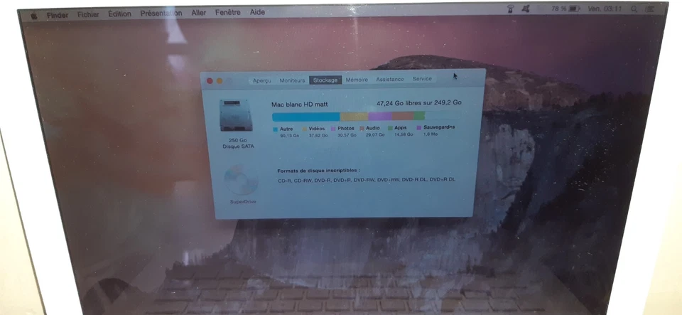 APPLE MACBOOK - Vintage - Core 2 duo VENDU EN L' ETAT - S' ALLUME ET FONCTIONNE - Photo 3/4