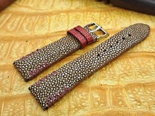 21mm/18mm Polished Stingray Leather Watch Band Vintage Exotic Leather