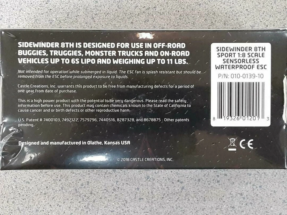 Castle Creations Sidewinder 8th 1/8 Scale Sensorless Brushless ESC 010013910 New - Image 3 of 3