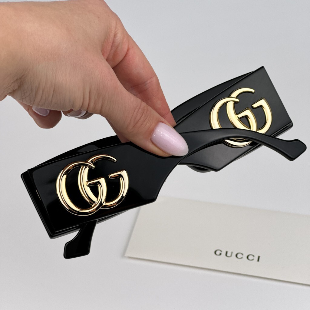 Gucci Men Sunglasses Black Grey Rectangle GG1425S 001 NEW  display picture 2
