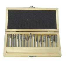 Westward 2Lyt1 Carbide Bur Set, Dbl Cut, 1/4 In, 16 Pcs