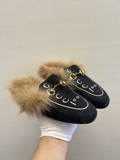 Gucci Princetown Loafers Jordaan Fur Velvet Slide Mule Horse Bit 36 EU 6 US GM36