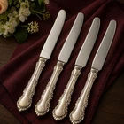 Reed & Barton Georgian Rose Sterling Silver Handled Dinner Knives Hollow Handle