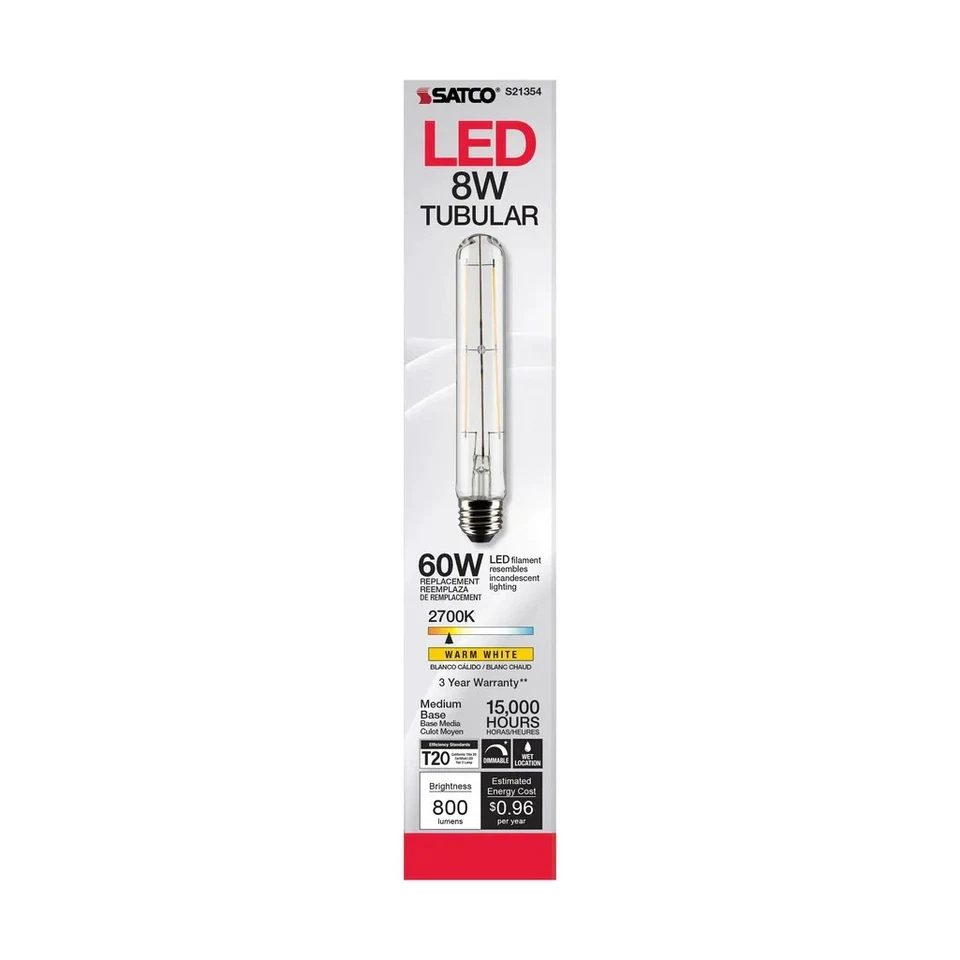 8 Watt T9 LED - Clear - Medium base - 90 CRI - 2700K - 120 Volt - 6 Pack - Image 4 of 4