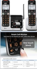 AT&T BL102 2-Handset Cordless Phone for Home With Answering Machine Silver/Black