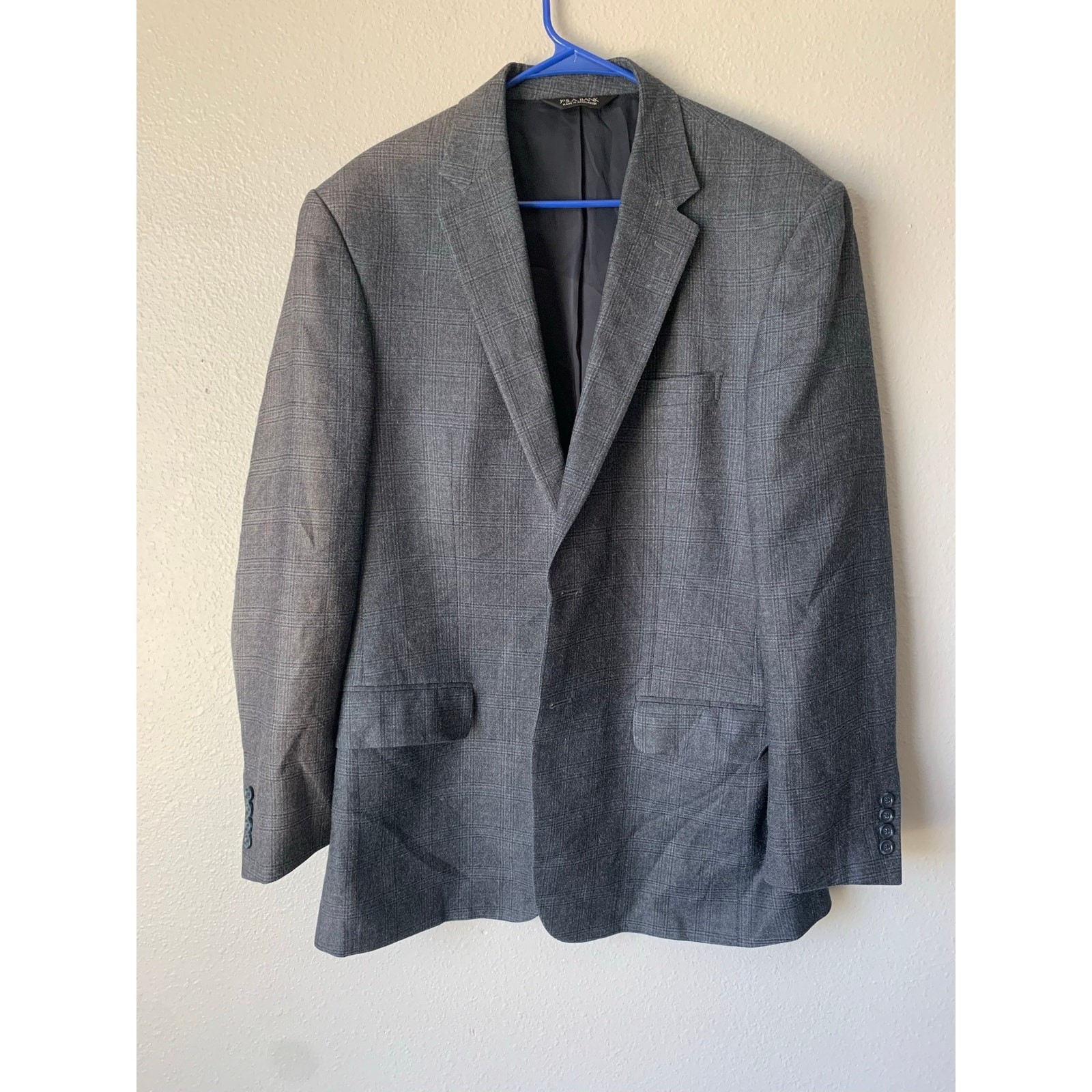 Jos. A. Bank Traveler’s Collection Gray Glen Plaid Blazer 42L Silk Wool
