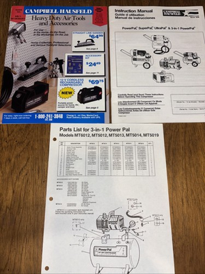 #ad #ad Cambell Hausfeld Air Compressor Instruction Manual And Parts List $20.00
