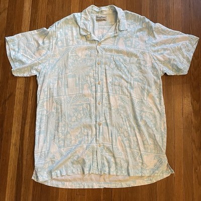 Kenny Flowers Men's Short Sleeve Limited Edition Parrot Turquoise Shirt XXL Tiki