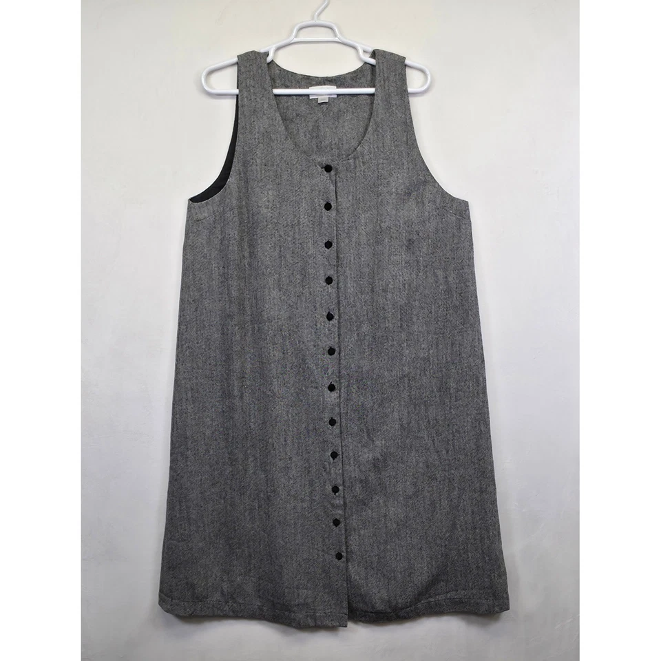 CJ Banks Jumper Maxi Dress Womens 20W Gray Button Down Wool Tweed Shift Classic - Image 2 of 4