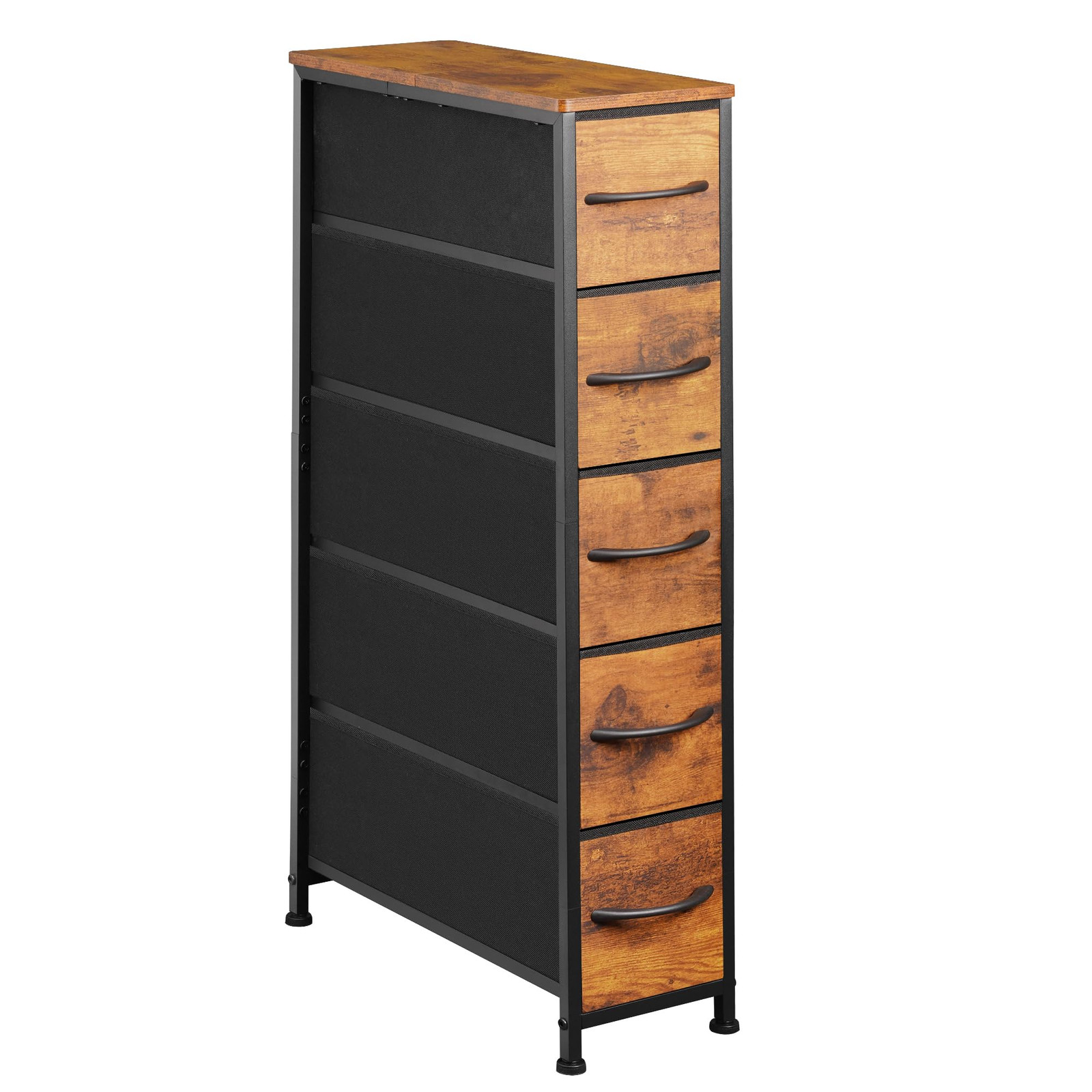 Narrow Dresser Storage Tower with 5 Drawers, Slim Dresser Chest of Drawers wi...