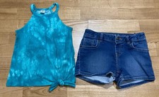 Girl's Old Navy Cat Jack Outfit Size 7-8 - Green Tie Dye Tank w/Jean Shorts