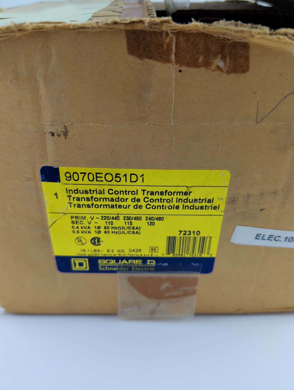 NEW SQUARE D 9070EO51D1 INDUSTRIAL CONTROL TRANSFORMER 500 VA 240/480 V - 120 V