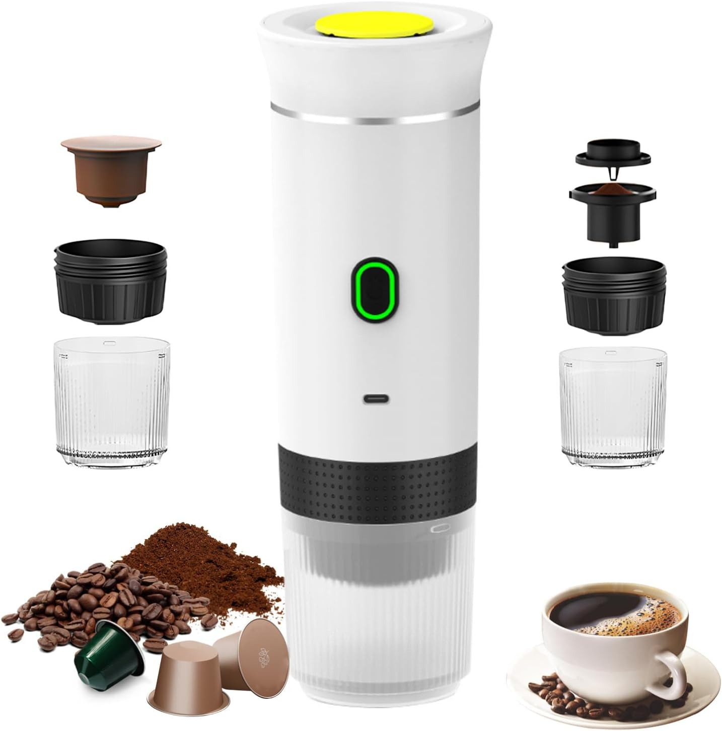 Mini Macchina Caffè Espresso USB-C: Design 3 in 1 per Ufficio e Casa