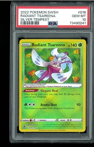 PSA 10 Radiant Tsareena - 016/195 - Silver Tempest Graded Pokemon