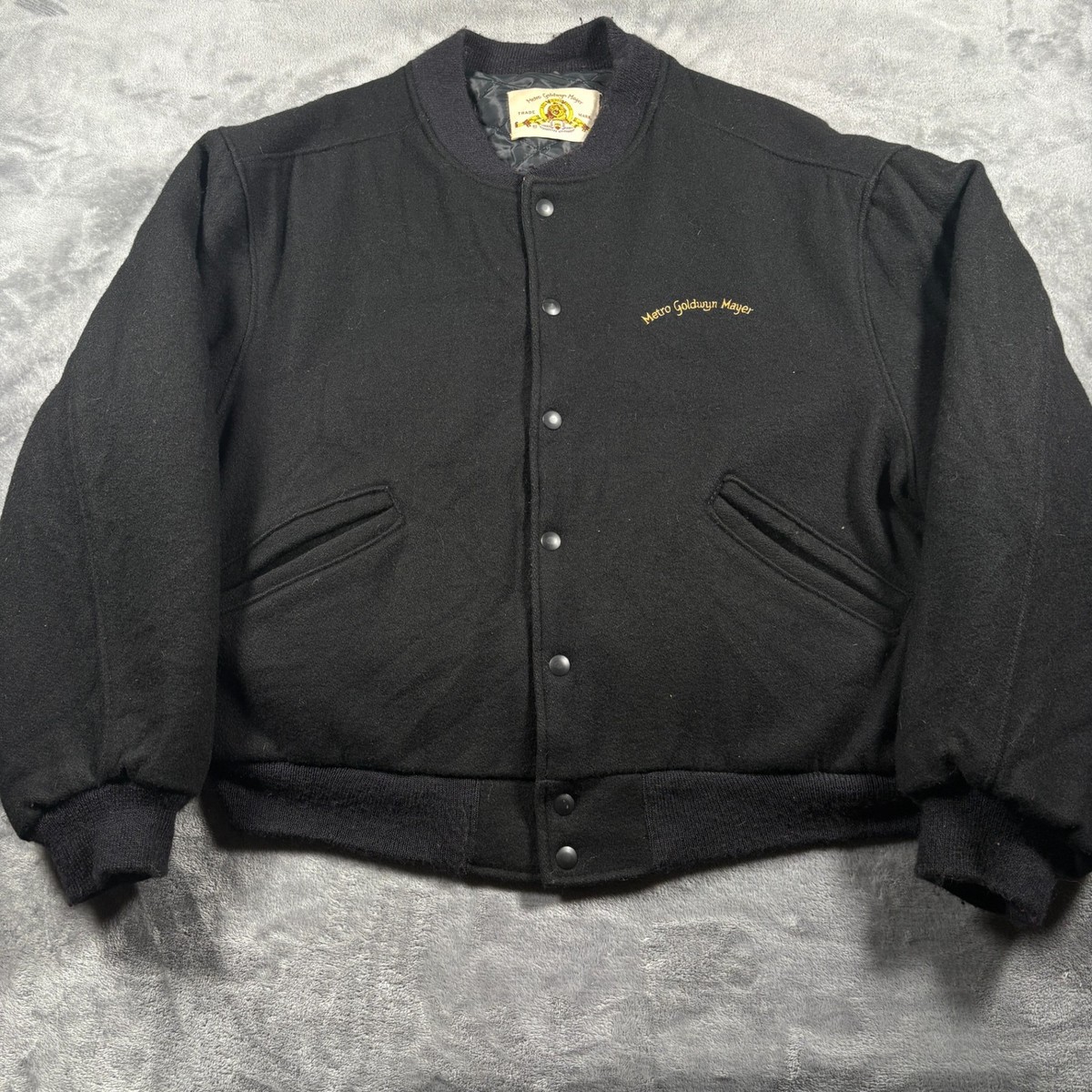 Vintage 90s Metro Goldwyn Mayer Bomber Jacket Mens XL Black