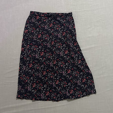 Sag Harbor Floral Print A-Line Skirt Black Red White Zip Size Small