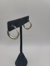 925 Sterling Silver Small Puffy Heart Hoop Earrings Hinged Snap Closure