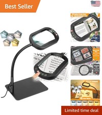 Versatile 12X Rectangle Magnifier Lamp with Stepless Dimming Light Modes