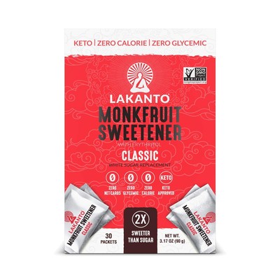 Lakanto Classic Monk Fruit Sweetener with Erythritol Packets - White Sugar... 