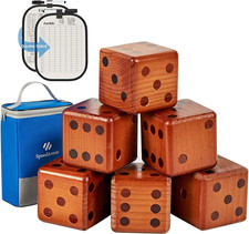 Giant Wooden Yard Dice Set - Large Lawn Yatzee Game with Scoreboard - Outdoor Be