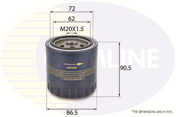 Oil Filter Fits Infiniti EX FX M Q70 QX50 QX70 Nissan Renault COMLINE EOF246