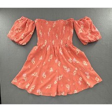 Forever 21 Floral Mini Dress XS Smocked Puff Sleeve Feminine Girly Fairy