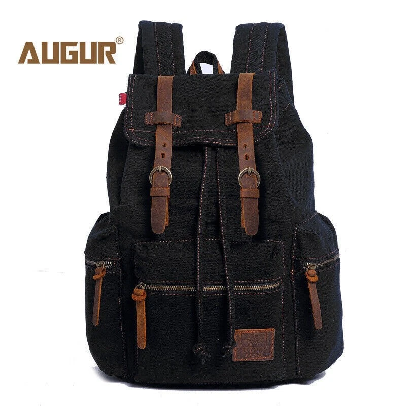 14inch Casual men vintage schoolbag travel Large capacity laptop canvas backpack - Bild 3 von 4