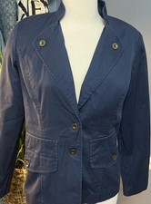 Blazer cotton Nautical Preppy Button front business size Small Navy Blue