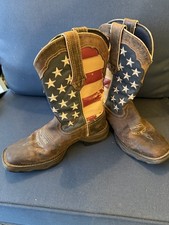 Ladies DURANGO US Flag Boots Brown Leather Western Cowboy Size 7M Made In USA