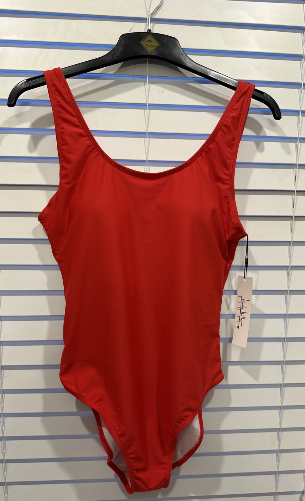 NWT Nicole Miller Classic Red Suit SZ M Scoop Back 1 Piece Swim Baywatch Vibes