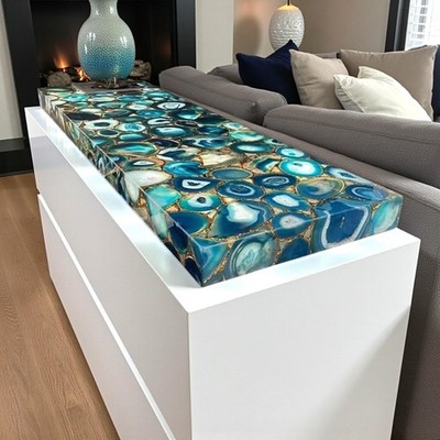 Natural Blue Agate Countertop Slab   Premium Kitchen Island Stone Surface