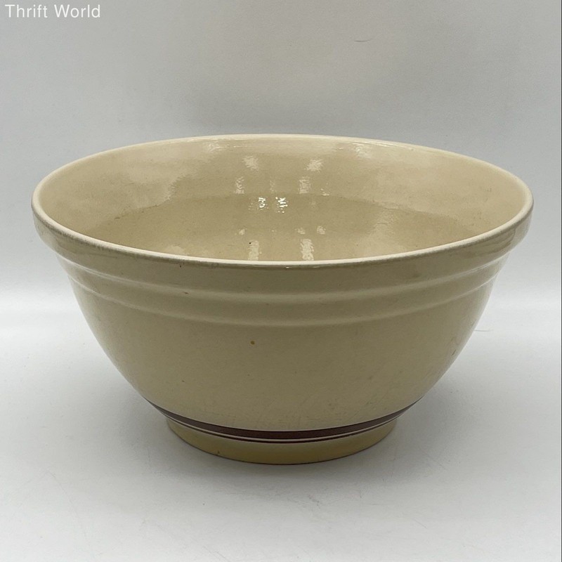 Vintage McCoy Brown Stripe 14 Mixing Bowl Ovenproof USA 14 Inch Large