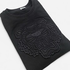 Authentic KENZO Paris Mini Embroidered Tiger Sweatshirt in All Black Size XL