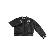 Limited Too 1987 Letterman Jacket Girls 10 Black Bomber Coat Quilted Full Zip