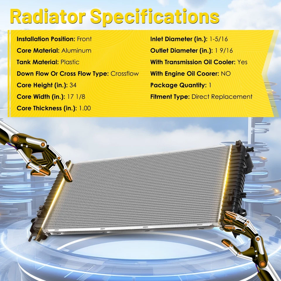 OEM Radiator For 2015-2020 Cadillac Escalade 2018-2020 Chevrolet Tahoe Suburban - Image 4 of 4