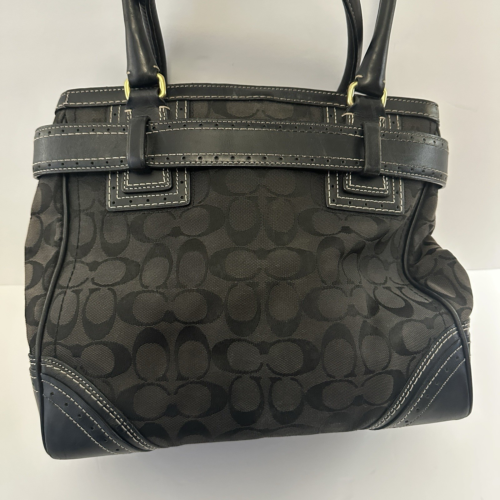 Coach Hampton Signature Carryall Satchel Purse Black … - Gem
