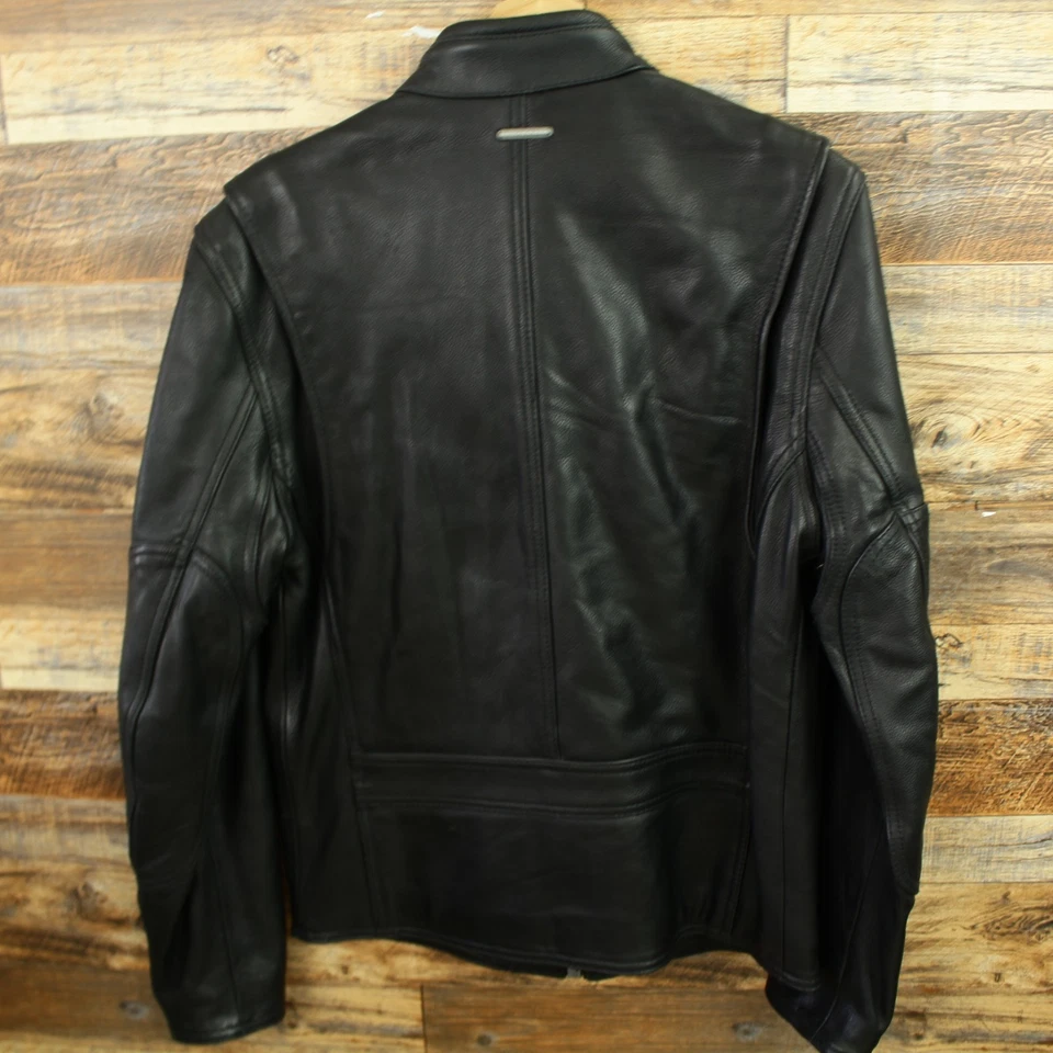 Marc New York by Andrew Marc Mens Leather Jacket Size S Full Zip Black Bike - Image 4 of 4