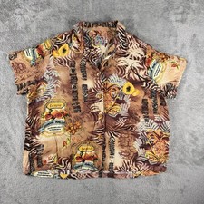 VTG Jams World Tropical Hawaii Guava Fruit Button Floral Camp Shirt Women  s XL