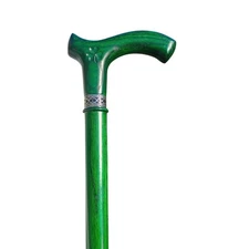 Asterom Custom Handmade Walking Cane Green Clover Design Wooden 34"