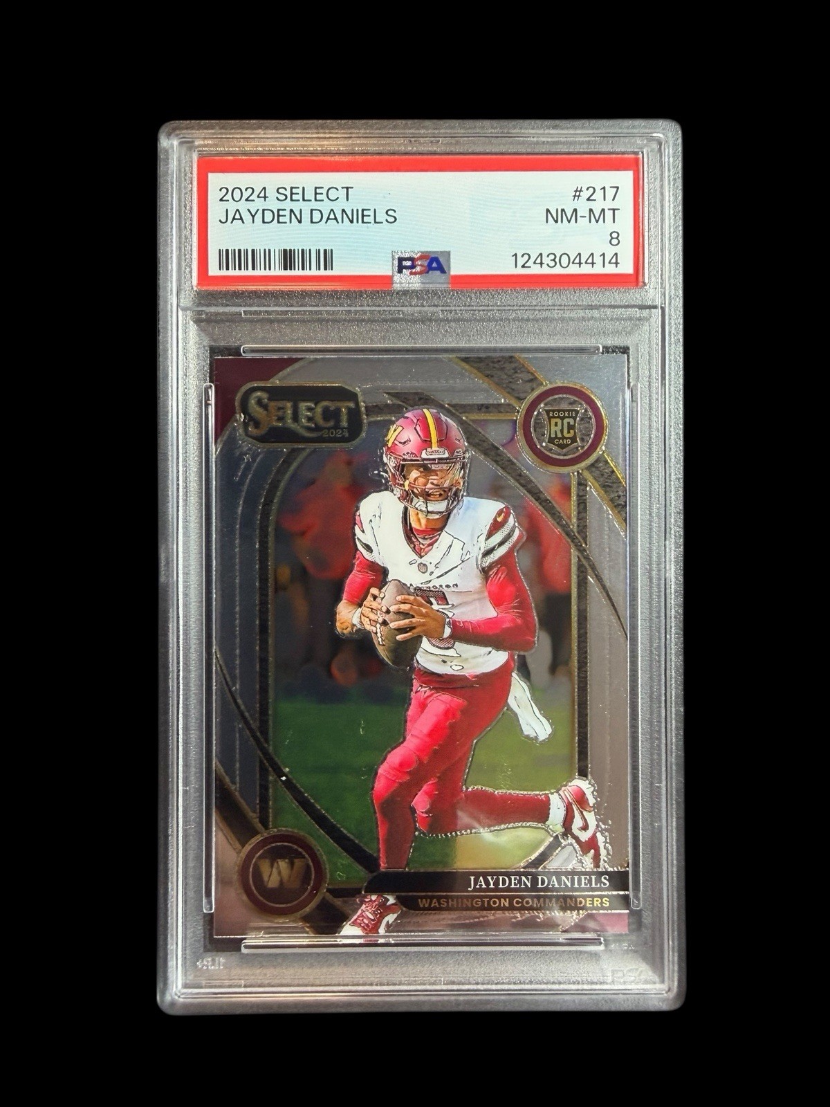Jayden Daniels 2024 Panini Select CLUB LEVEL ROOKIE Commanders PSA 8 NM-MT