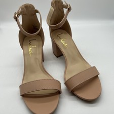 Lulus Harper Beige Block Heel Ankle Strap Sandals Sz 7 Worn Once
