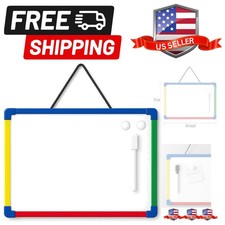 14x11 Inch Double-Sided Magnetic Whiteboard with Colorful Frame, Hanging Smal...