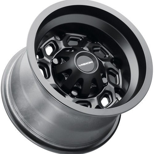 (Set of 4) Vision UTV 361 Spyder 14x7 4x110 Matte Black Wheels Rims 14 ...