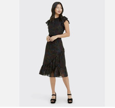 Draper James Kacey Faux Wrap Shimmer Rainbow Dot Dress Nwt S