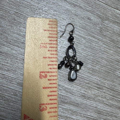 Silpada Sterling Silver "Hailstorm" Hammered Hematite Dangle Earrings - Picture 3 of 4