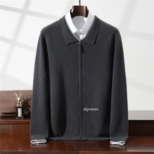 100 Pure Wool Winter New Mens Wool Sweater Cardigan Casual Lapel All-wool Coat