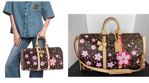 NEW LOUIS VUITTON MURAKAMI Cherry Blossom Keepall Bandouliere M13752 Big Speedy